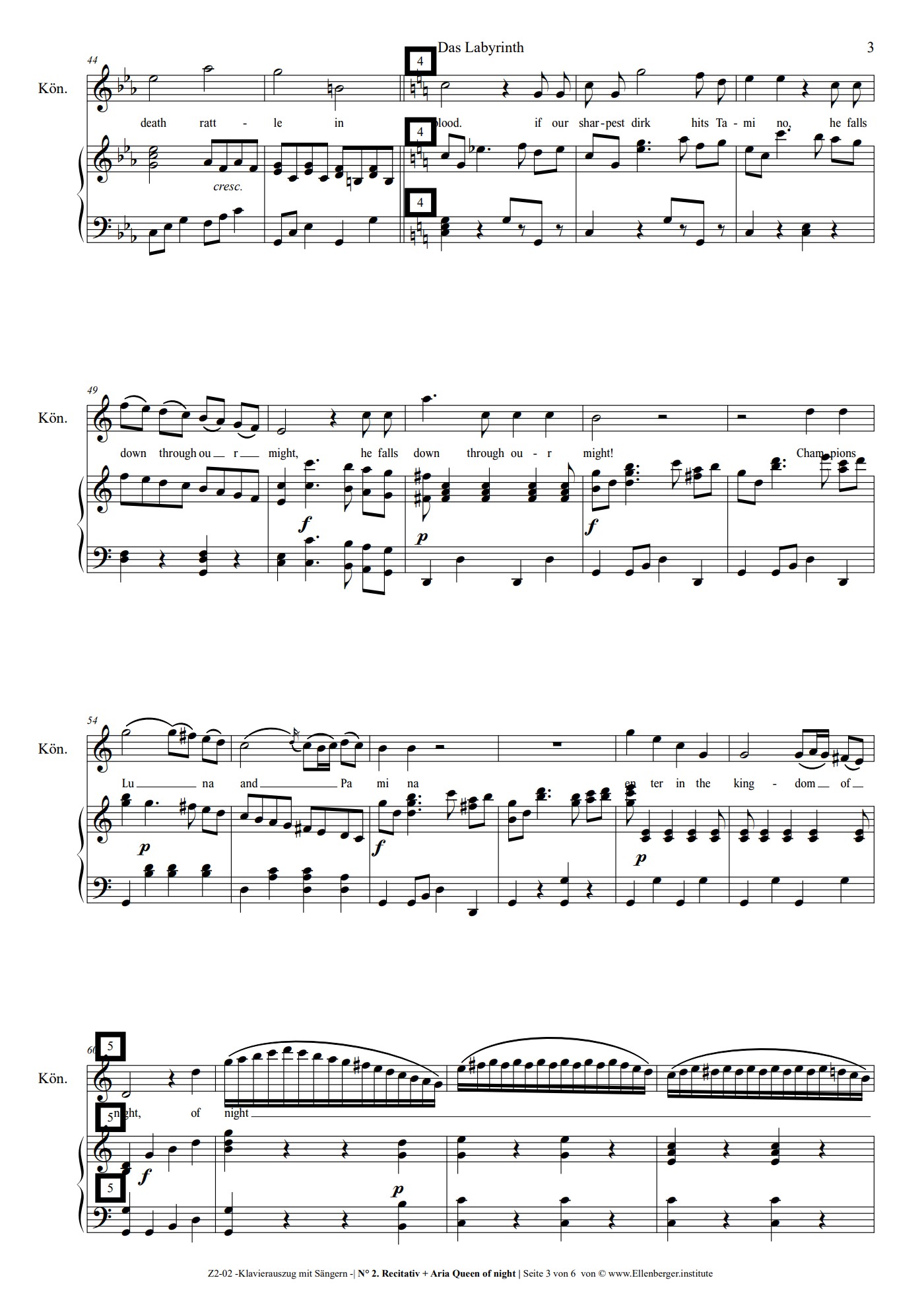 Z2 Vocal Score for piano and voices The Labyrinth - The second part of Magic Flute – Bild 6