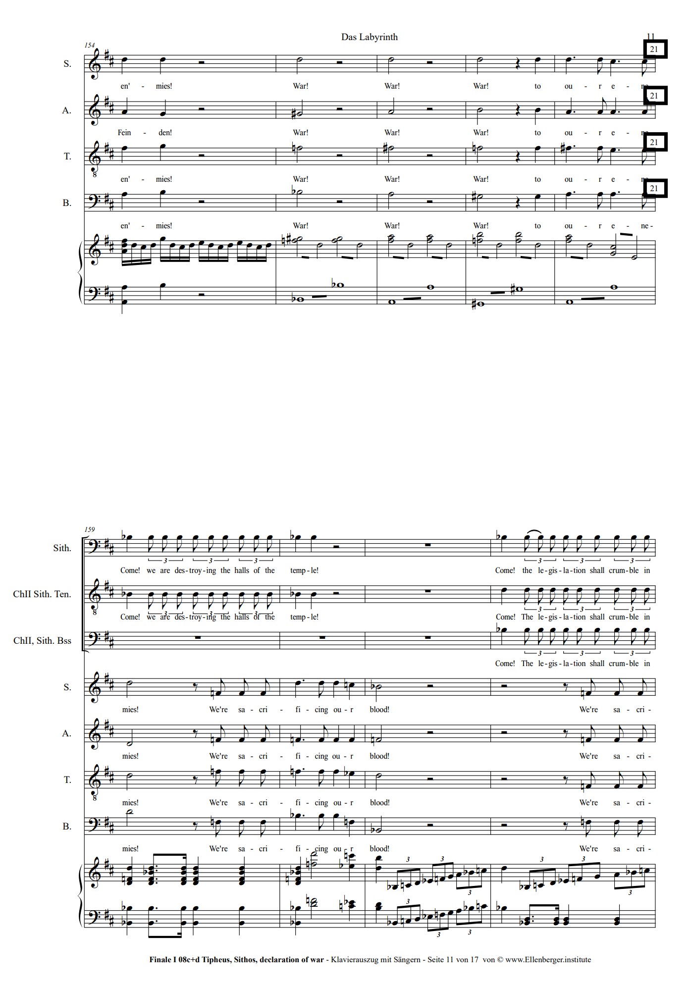 Z2 Vocal Score for piano and voices The Labyrinth - The second part of Magic Flute – Bild 4