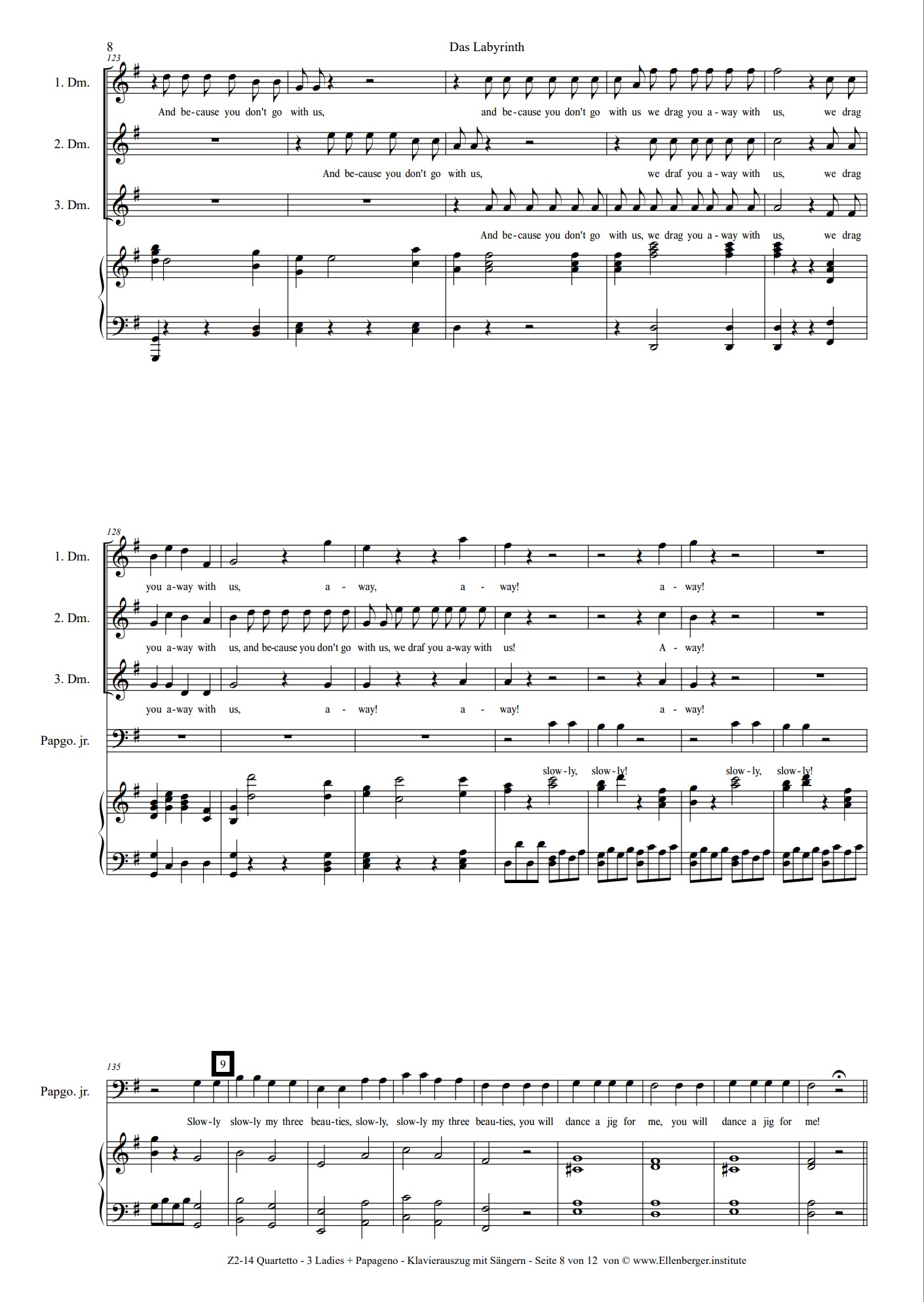 Z2 Vocal Score for piano and voices The Labyrinth - The second part of Magic Flute – Bild 2